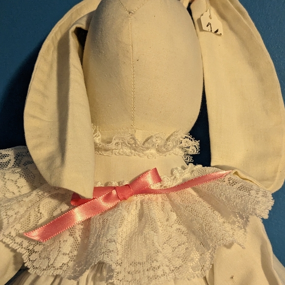 Rabbit vintage doll rabbit adorable with no face beautiful dress - Picture 3 of 10